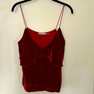 Alice + Olivia Red Strappy Velvet camisole